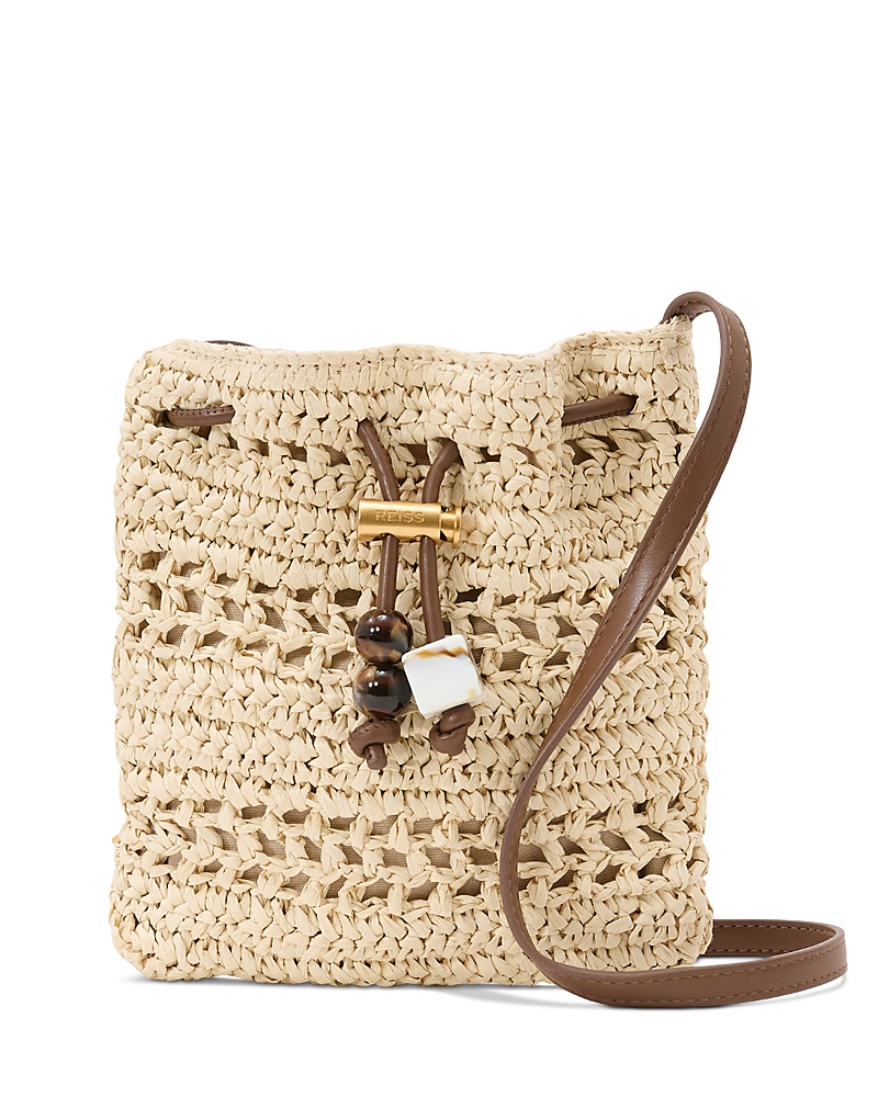 Reiss Esme Raffia Drawstring Bag