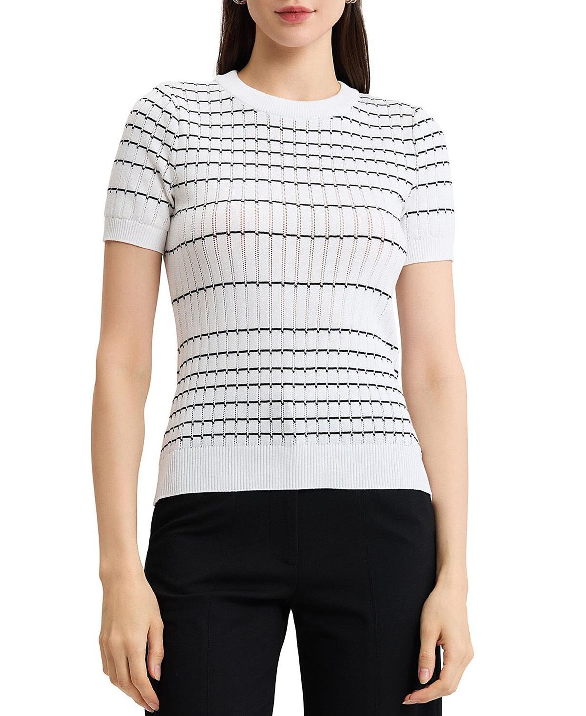 Misook Striped Soft Knit Top
