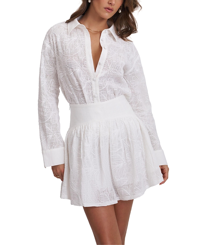 Miss Circle Quintina Embroidered Cotton Gauze Button-Down Shirt
