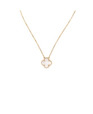 Vintage Alhambra Pendant Necklace 18K Gold and Mother of Pearl, 16.5"