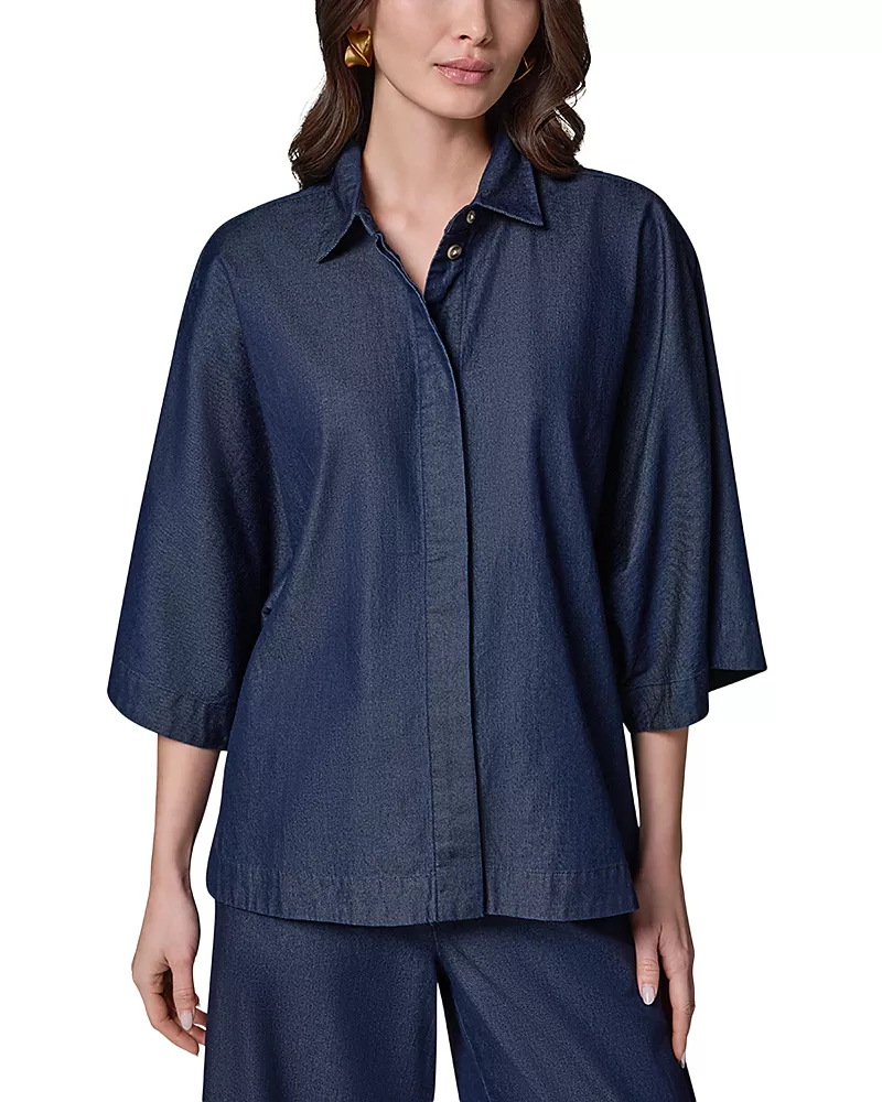 Donna Karan Denim Dolman Sleeve Shirt