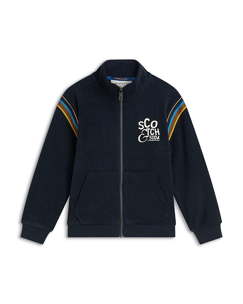 Scotch & Soda Boys' Towelling Zip Through Track Sweatshirt - Little Kid, Big Kid