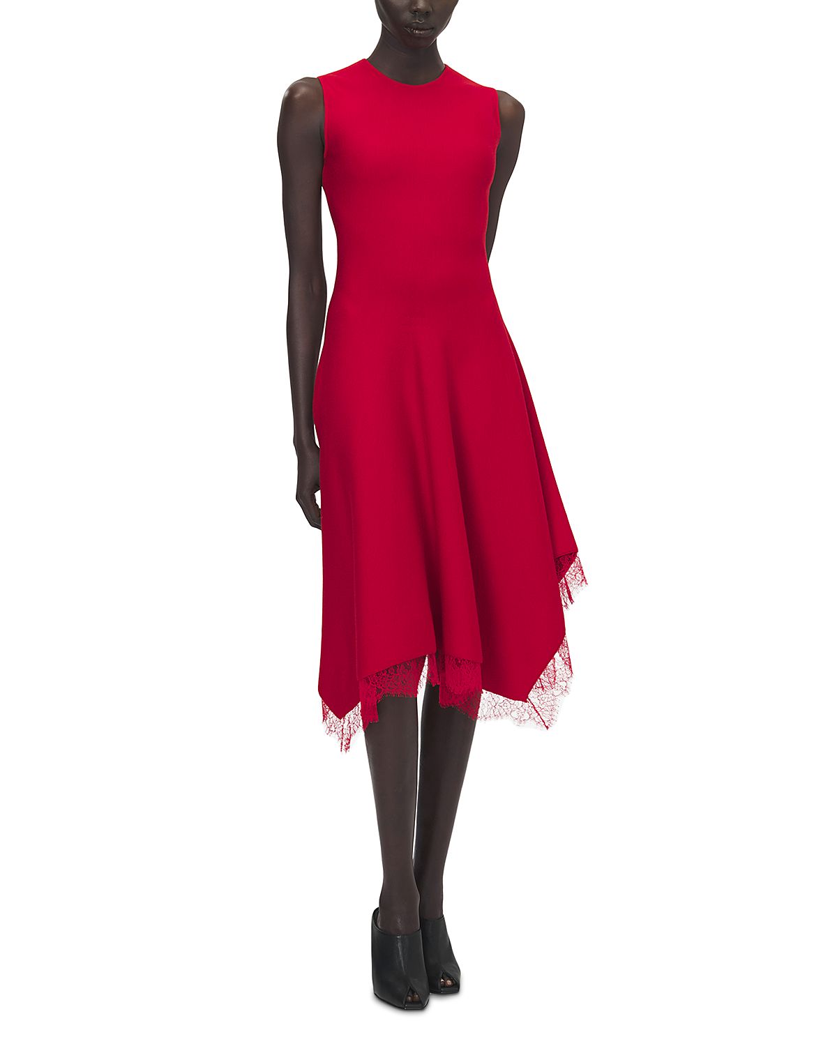 McQueen Lace Trim Asymmetrical Dress