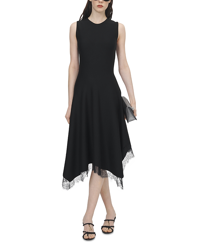 McQueen Lace Trim Asymmetrical Dress