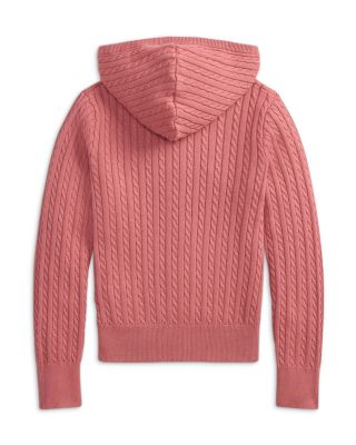 Ralph Lauren Girls' Mini Cable Cotton Full Zip Hoodie - Little Kid