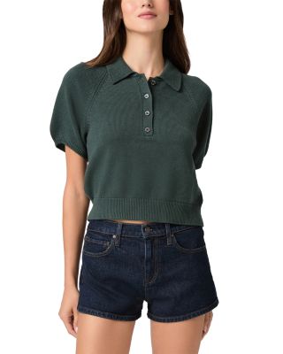 Paige Birch Polo Sweater In Dark Spruce