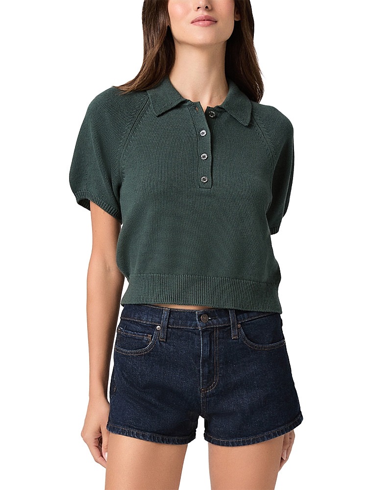 Paige Birch Polo Sweater In Dark Spruce