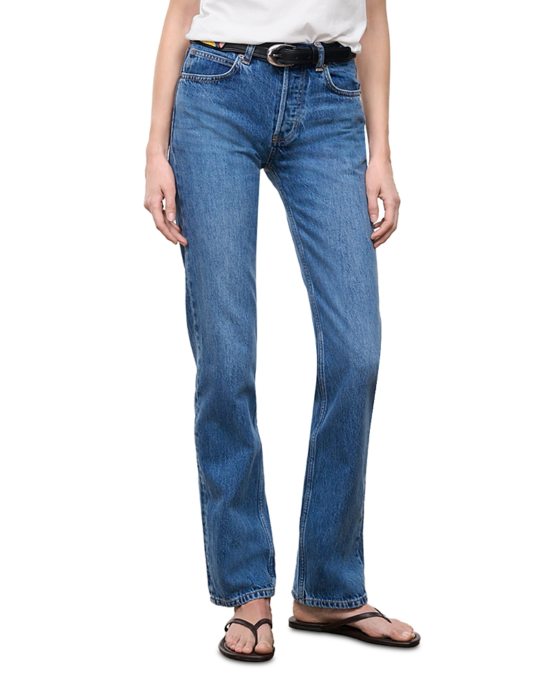 Staud Teddy Mid Rise Straight Jeans in Vintage Wash