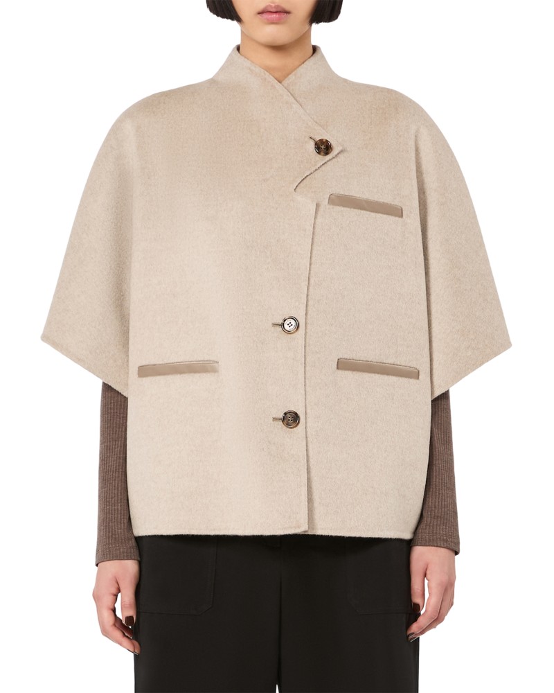 Max Mara Mxaandalo Cashmere Cape Jacket in Stone