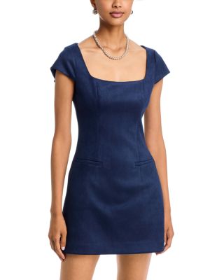 Faux Suede Cap Sleeve Shift Dress - Exclusive