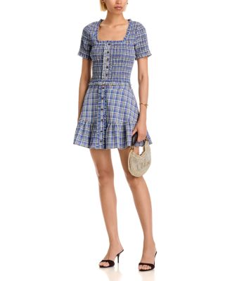 Plaid Short Sleeve Smocked Top & Mini Skirt - Exclusive