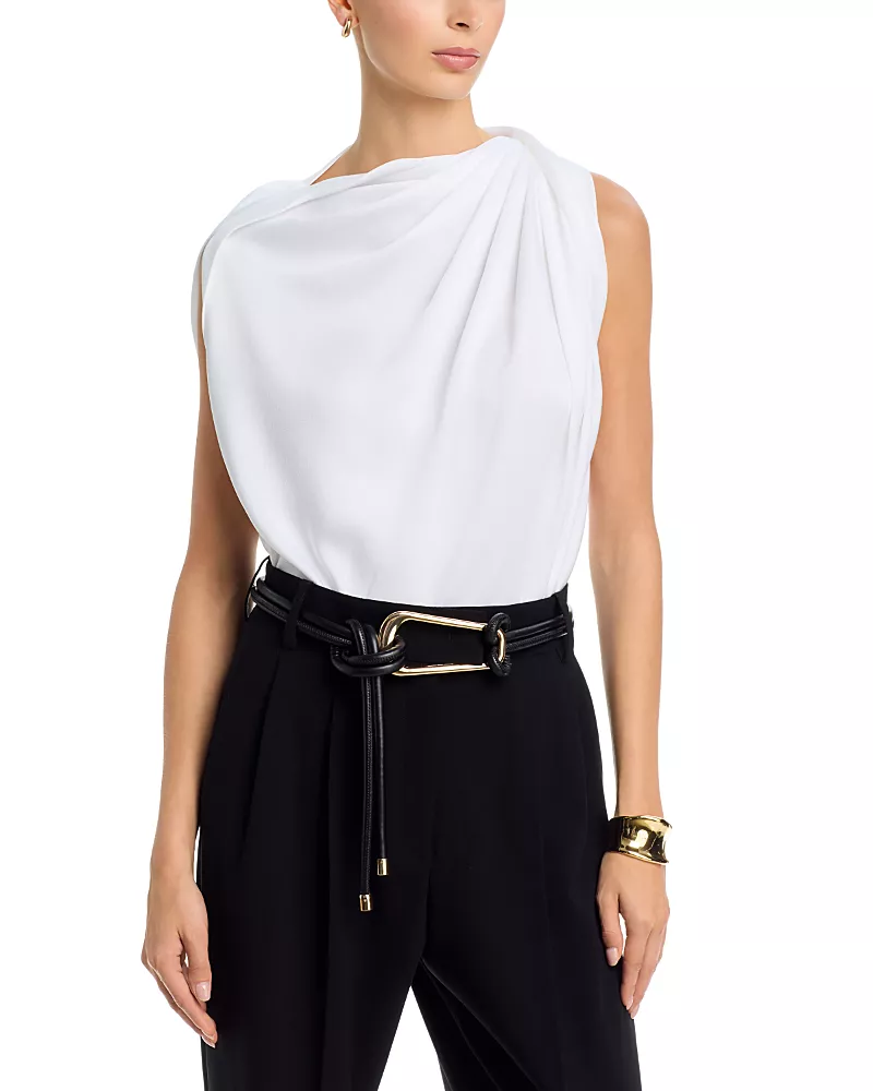 Michael Kors Collection Satin Charmeuse Draped Top