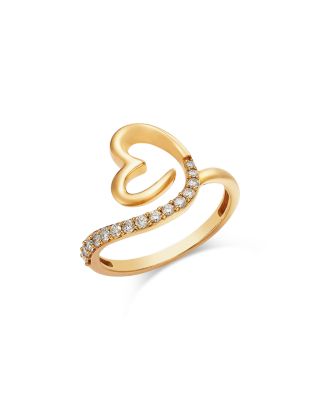 Diamond Open Heart Twist Ring in 14K Yellow Gold, 0.25 tcw