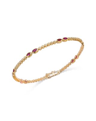 Ruby & Diamond Tennis Bracelet in 14K Yellow Gold