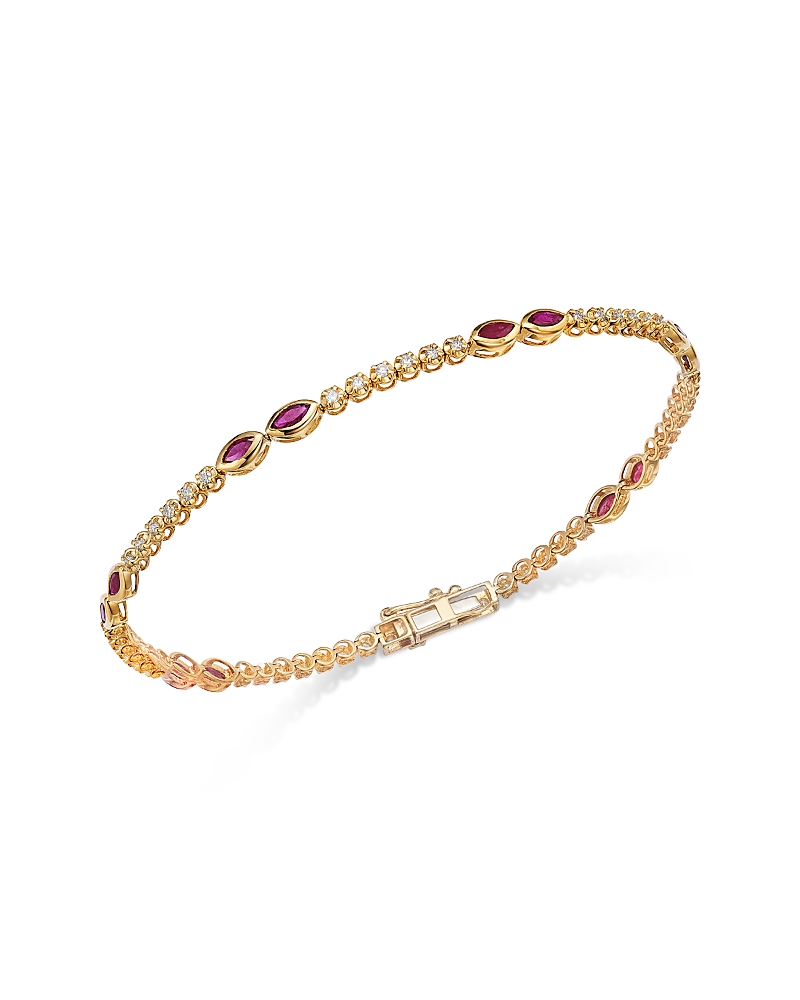 Bloomingdale's Fine Collection Ruby & Diamond Tennis Bracelet in 14K Yellow Gold