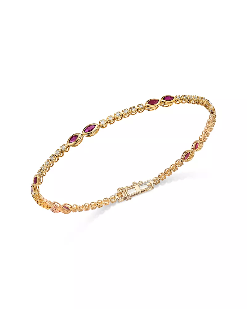 Bloomingdale's Fine Collection Ruby & Diamond Tennis Bracelet in 14K Yellow Gold