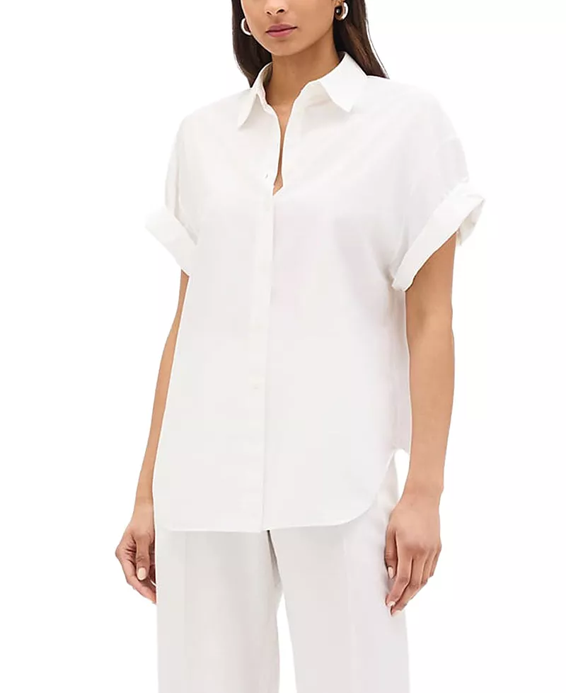 Another Tomorrow Poplin Short Sleeve Shirt
