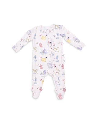 Girls' Spa Dogs 2 Way Zipper Ruffled Back Footie - Baby