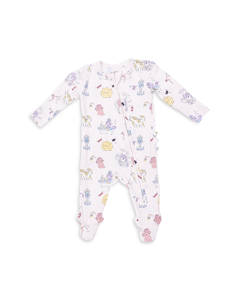 Angel Dear Girls' Spa Dogs 2 Way Zipper Ruffled Back Footie - Baby