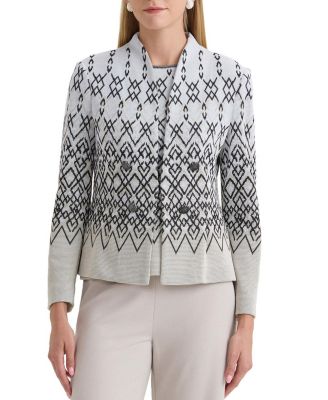  Tailored Diamond Jacquard Knit Jacket