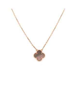 Pre-Owned Van Cleef & Arpels Vintage Alhambra Pendant Necklace 18K Rose Gold and Grey Mother of Pearl, 16