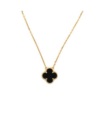  Vintage Alhambra Pendant Necklace 18K Gold and Onyx, 16.25