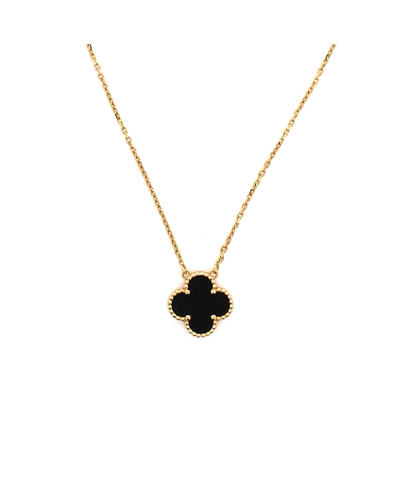 Pre-Owned Van Cleef & Arpels Vintage Alhambra Pendant Necklace 18K Gold and Onyx, 16.25