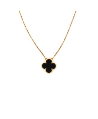  Vintage Alhambra Pendant Necklace 18K Gold and Onyx, 16.5