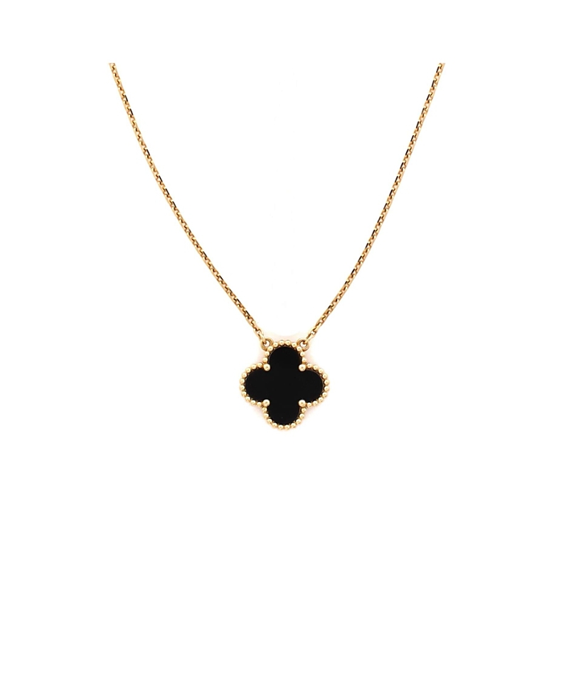 Pre-Owned Van Cleef & Arpels Vintage Alhambra Pendant Necklace 18K Gold and Onyx, 16.5