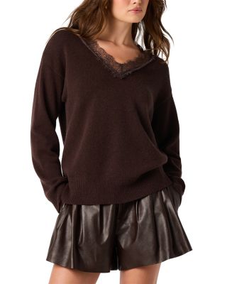 Astr The Label Jadyn Wool Lace Trim Sweater In Brown