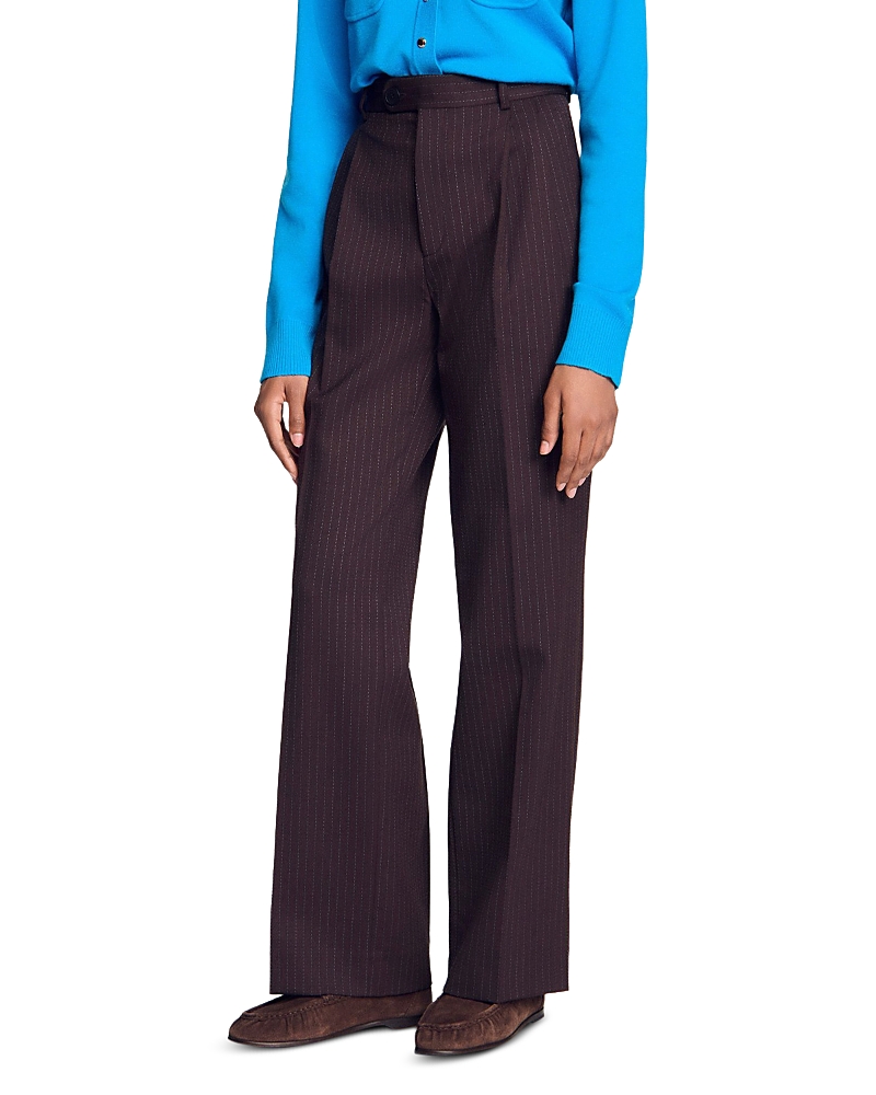 Sandro Striped Straight Leg Pants