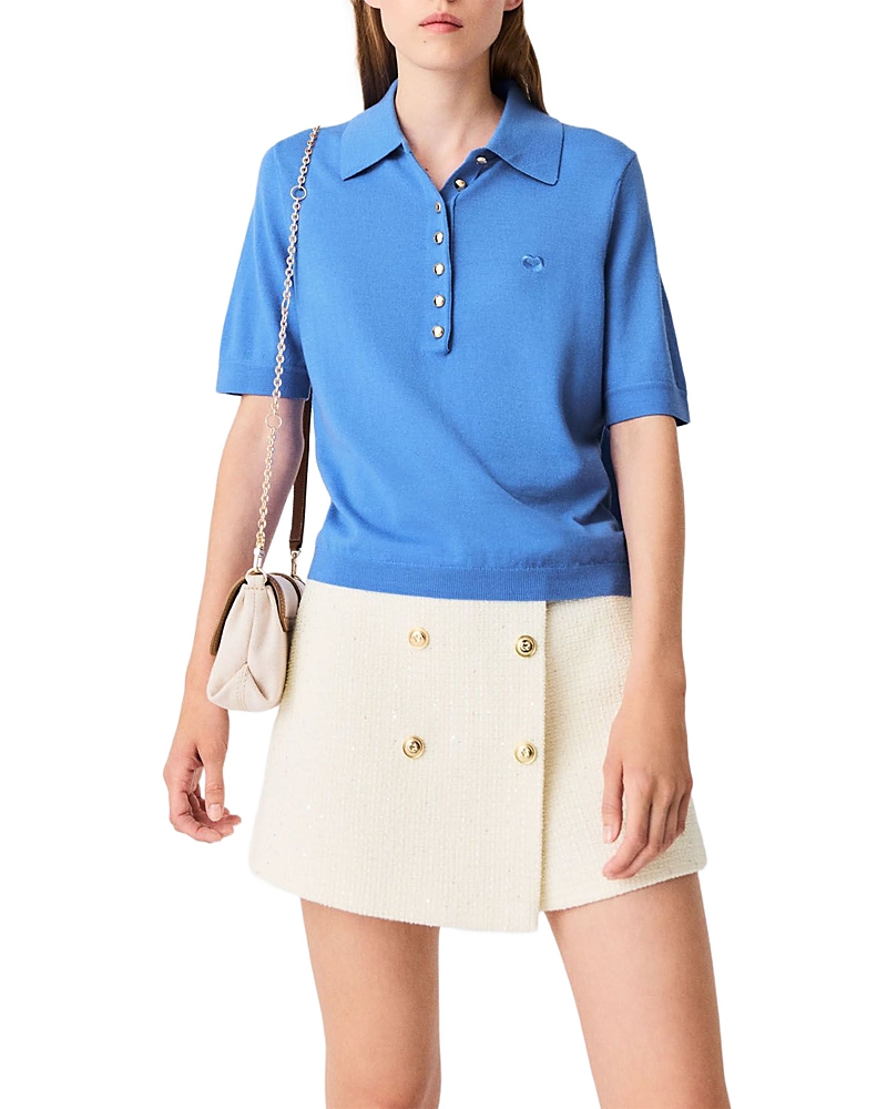 Maje Polo Collar Short Sleeve Sweater