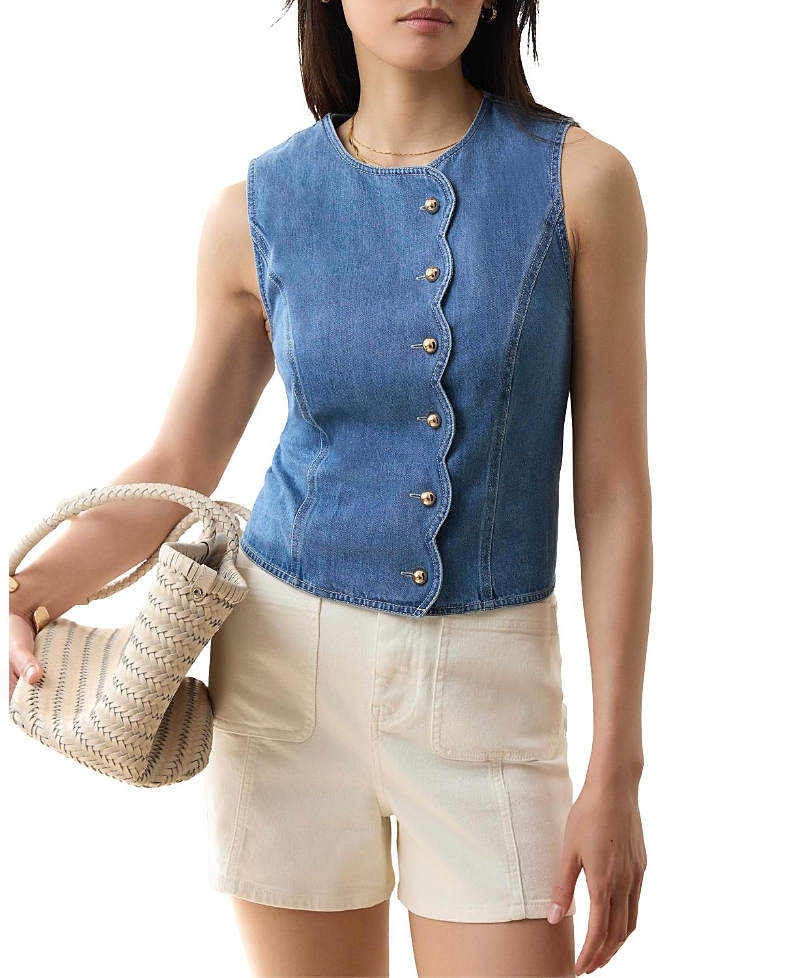 Mint Velvet Women's Denim Scallop Detail Waistcoat