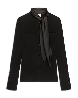 Satin Scarf Collar Jersey Shirt