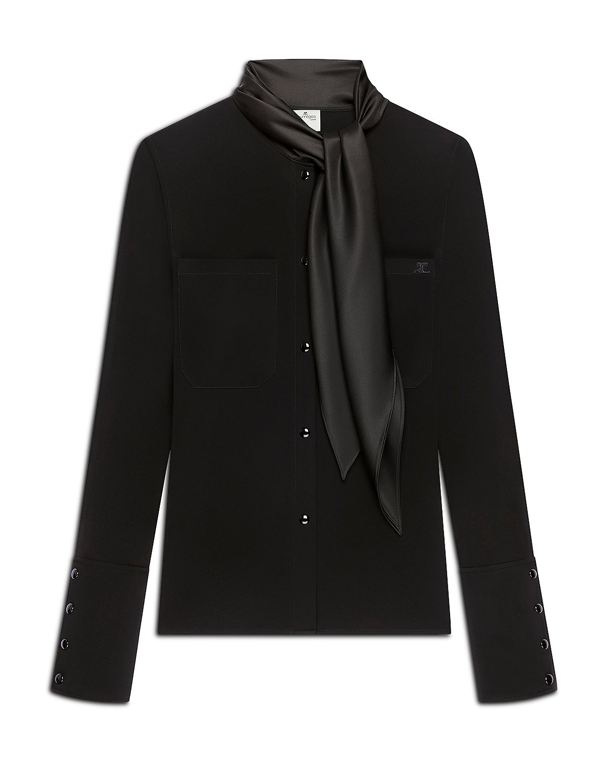 Courreges Satin Scarf Collar Jersey Shirt