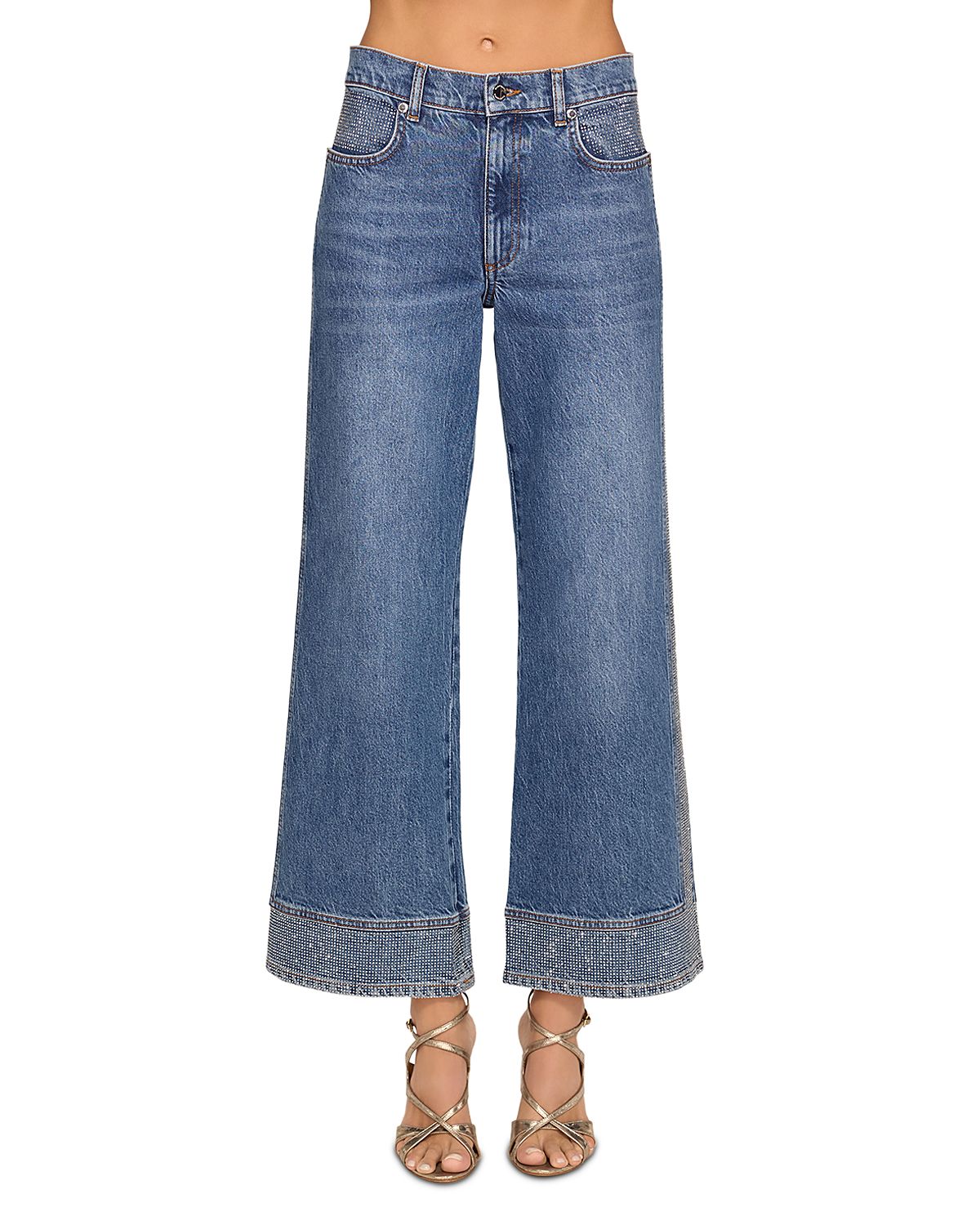 Ramy Brook Cropped Lea High Rise Embellished Jeans