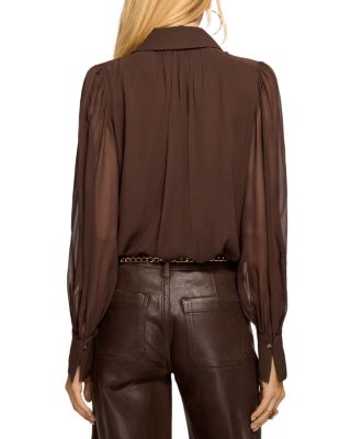 Claire Ruffle Front Silk Top - thumbnail 3