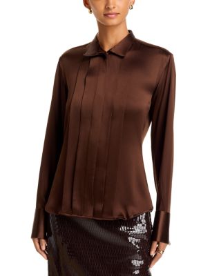 Silk Pleated Front Blouse