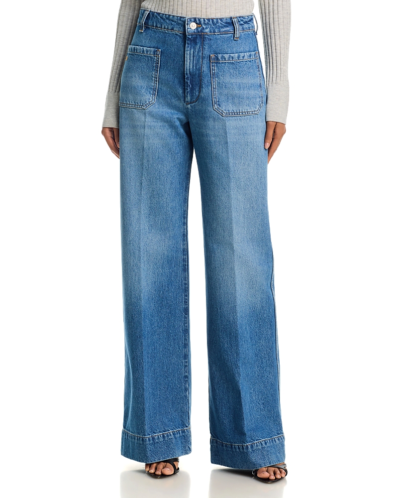 Victoria Beckham Alina Wide Leg Jeans in Worn Blue Wash