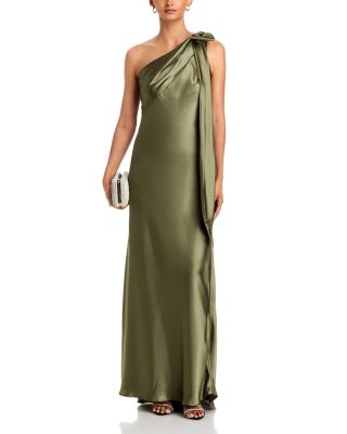 One Shoulder Satin Column Gown - Exclusive - thumbnail 2