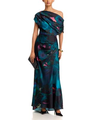 One Shoulder Satin Column Gown - Exclusive - thumbnail 3