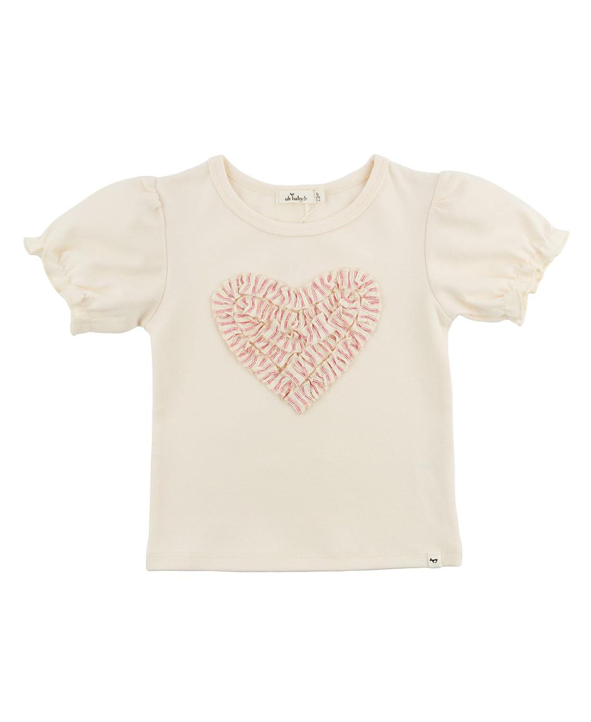 oh baby! Girls' Stripes Ruffle Heart Layla Tee - Baby, Little Kid