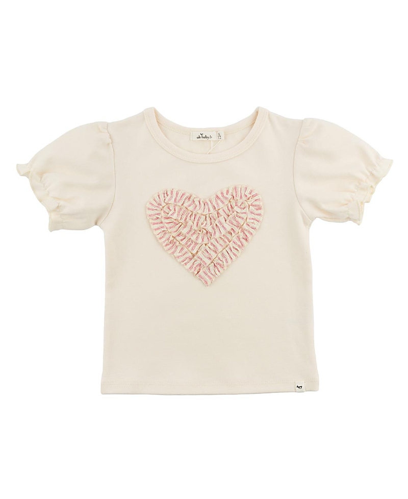 oh baby! Girls' Stripes Ruffle Heart Layla Tee - Baby, Little Kid
