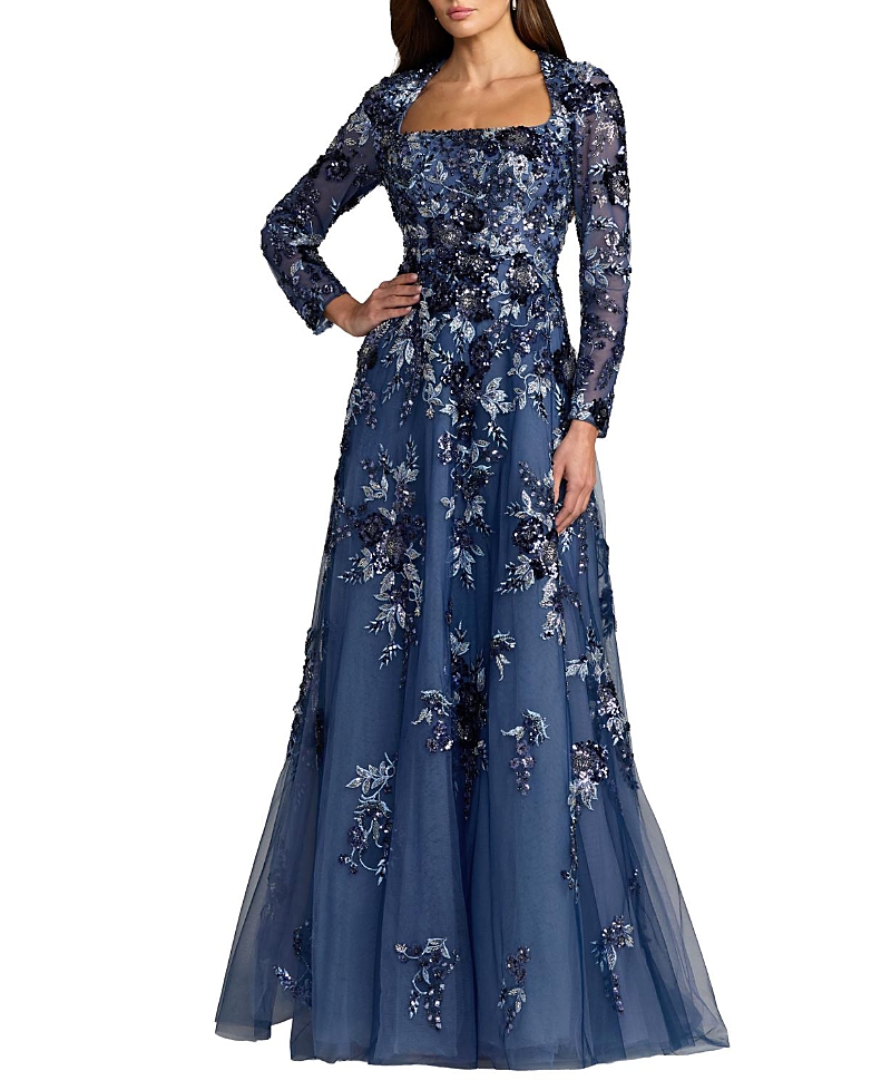 Mac Duggal Embellished Floral A Line Gown