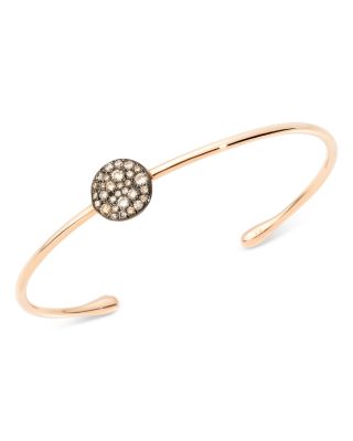 18K Rose Gold Sabbia Brown Diamond Cluster Cuff Bracelet