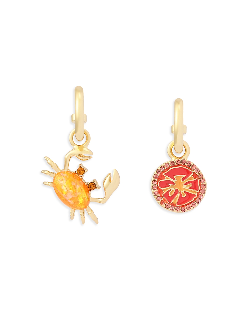 Kurt Geiger London Crab & Tomato Mismatch Charm Hoop Earrings