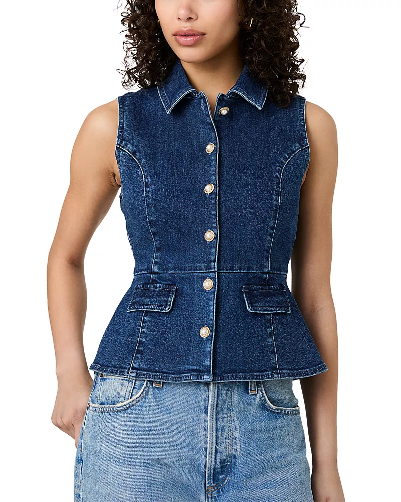 French Connection Delancey Denim Peplum Top