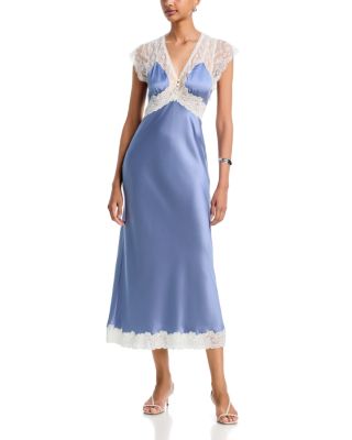 Vella Lace Trim Silk Midi Dress