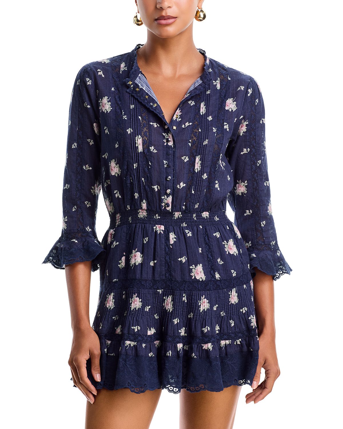 LoveShackFancy Vesna Lace Trim Mini Dress