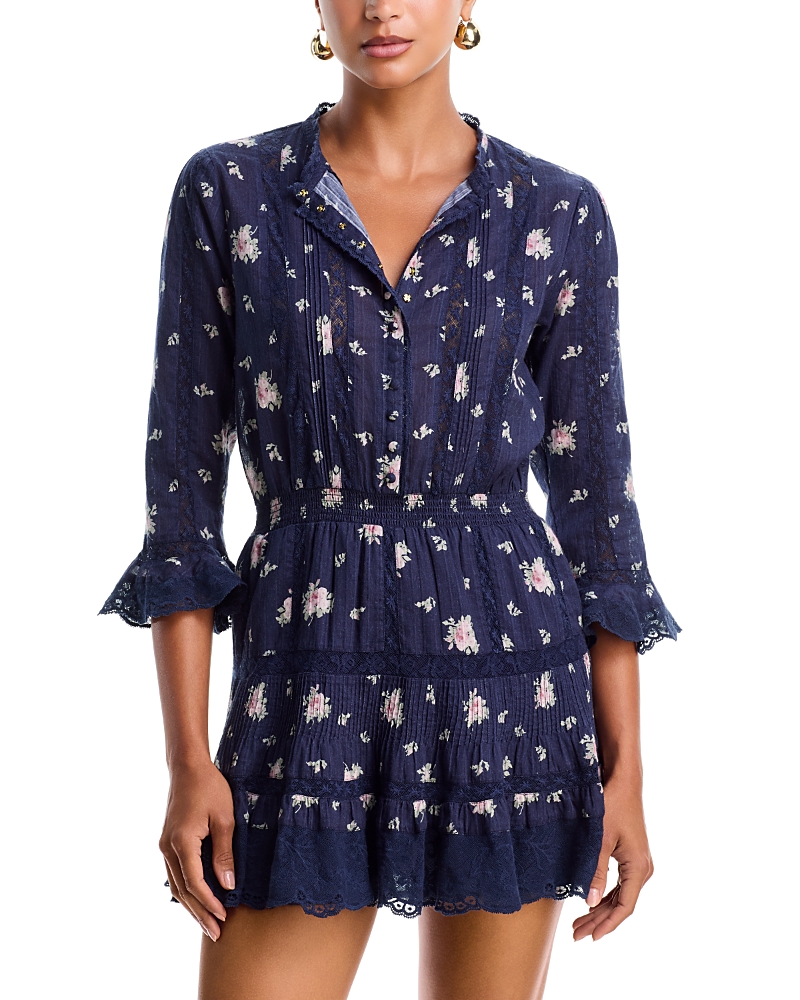 LoveShackFancy Vesna Lace Trim Mini Dress